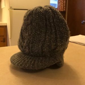 Gray winter hat with brim
